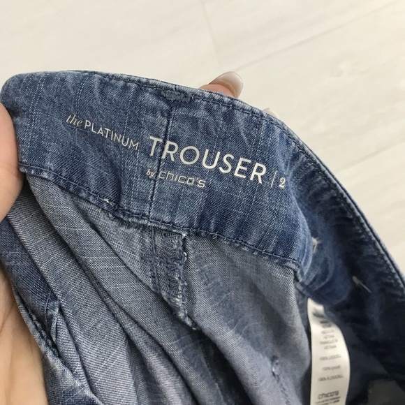Chicos SZ 2 US 12 Platinum Chambray Trouser Pants - Picture 6 of 8